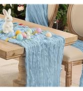 6 Pack Dusty Blue Easter St.Patrick's Table Runner Cheesecloth120 Inch Boho Rustic Gauze 10 FT Ch...