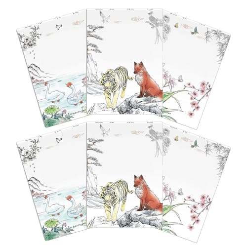 Cuaderno de acuarela con 6 láminas guía de dibujo y pincel para pintura china