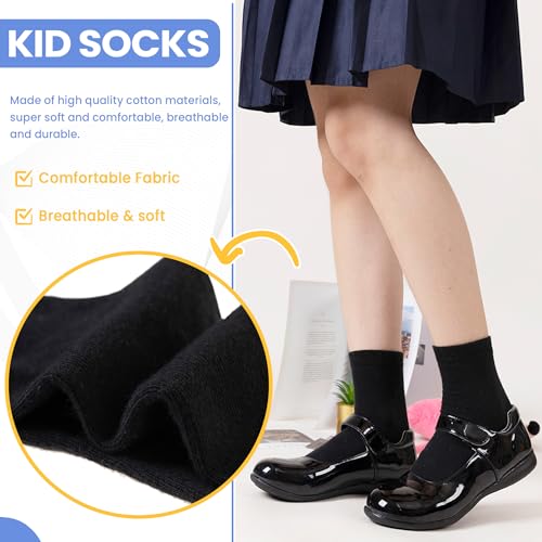 WEVIAS Kids Crew Socks Boys Cotton Black White Grey Athletic School Uniform Dress Socks 4 Pairs2