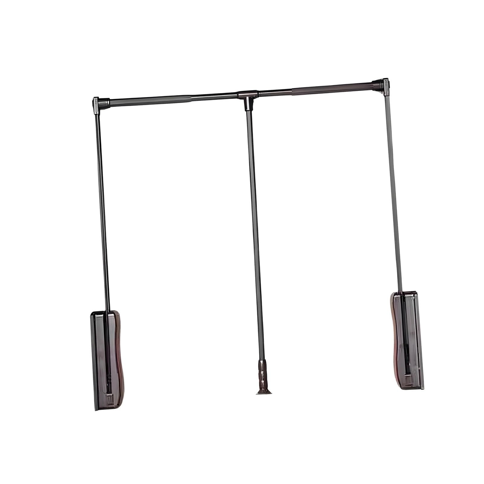 GTHTUHFD Double Buffering Clothes Hanger Rods,Pull Down Wardrobe Rail, Support Weight 15Kg,For Cloakroom Cupboard Black-W-550-700mm