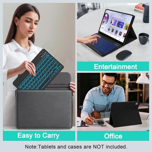 SOPPY Portable Bluetooth Keyboard and Mouse with Backlight, Rechargeable Mini Keyboard, Wireless Keyboards for iPad/Tablets/iOS/Android/Windows, UK Layout (Black) - Image 8