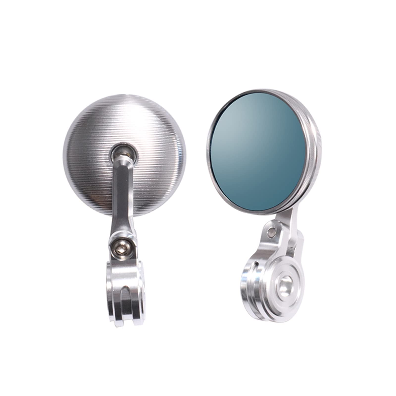 Moto Specchietto Retrovisore Specchietto Retrovisore Moto Vetro Blu Antiriflesso Specchi in Alluminio CNC Fit 13-14/17-18mm Manubrio per Cafe Racer per Specchietti Moto(Argento)
