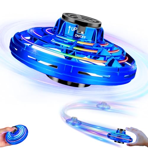 Vantexi Drone for Kids Flying Toys,2026 Upgrade LED Fidget Spinner, Hand Operated Fidget Flying Spinner Toy for Indoor Outdoor,Christmas Birthday Gifts for 6 7 8 9 + Year Old Boys Girls(Navy,Plastic)
