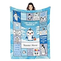 Albrayst I Just Really Like Penguins Blanket, Custom Blanket with Name, Personalized Blanket for Sofa Bedroom, 30 x 40 Inches