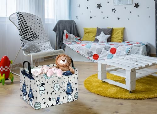 Image of Rec Spaceman Print Box Hamper Storage Basket Collapsible Organizer Bin Gift Shelf Baskets for Home and Kitchen Storage