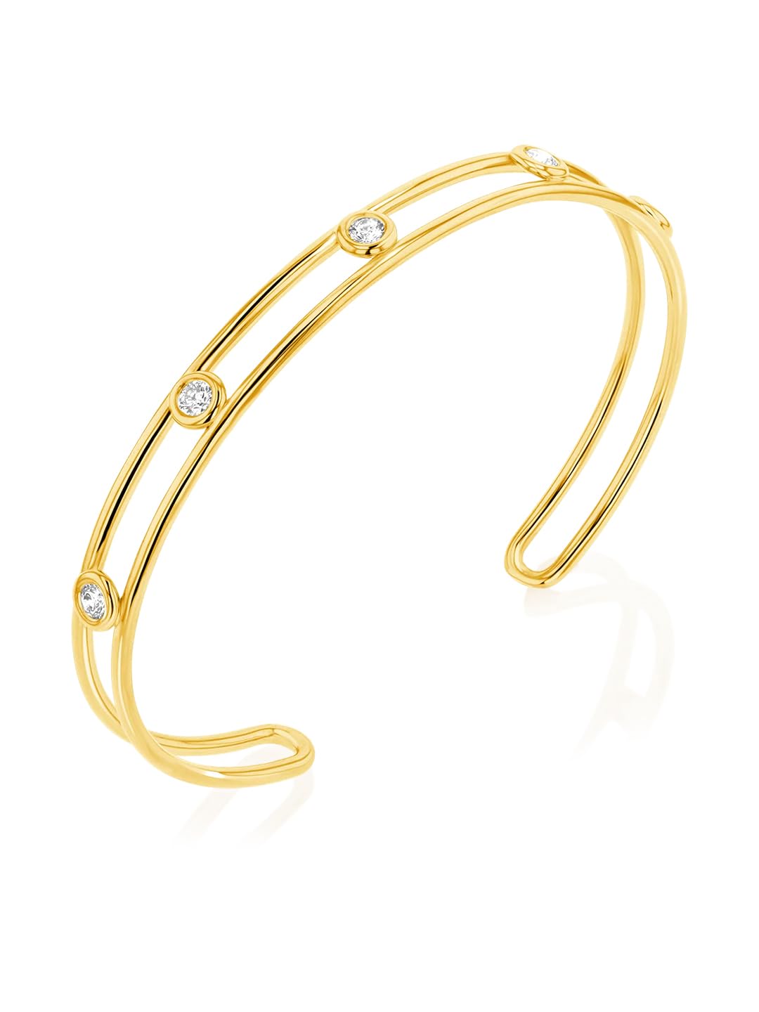 minutiae Adjustable Stylish Rounf Diamond Cubic Zirconia Kada Cuff Bracelet for Women-picture-24