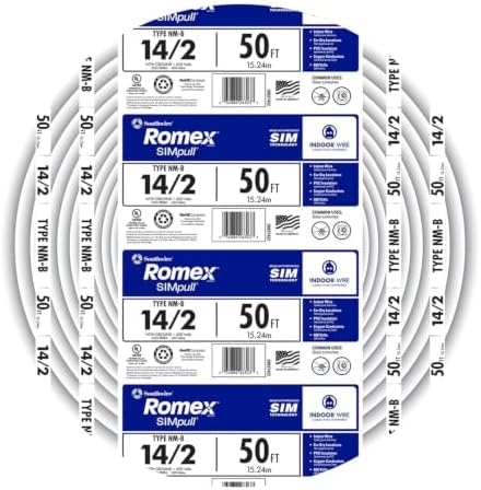 Southwire Romex Brand Simpull Solid Indoor 14/2 W/G NMB Cable 50ft Coil - SW 28827423