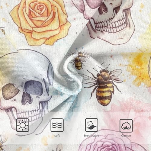 CHIFIGNO Boy Underwear Cotton Briefs Soft Breathable Toddler Boys Underwear Briefs, Pastel Skull Rose Bee3