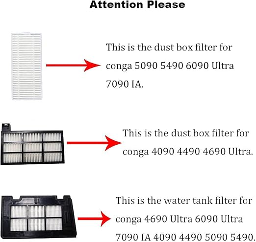 Kit de accesorios MIKONG para Cecotec Conga 4690 Ultra 6090 Ultra 7090 IA  4090 4490 5090 5490 Piezas de repuesto para robot aspirador 12 paquetes de  cepillo principal, filtro y cepillo lateral : Amazon.es: Hogar y cocina