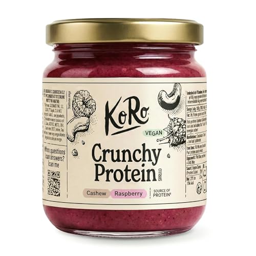 KoRo - Vegane crunchy Proteincreme Cashew-Himbeere 500 g - Hoher Nussanteil - Ohne Palmöl - Pflanzliche Proteinquelle