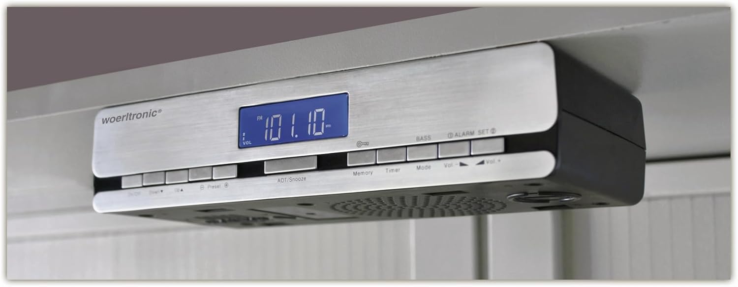 Soundmaster UR 2006 Portable Radio mounted under a cabinet