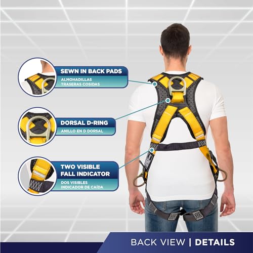 Image of Palmer Safety Full Body Harness with 5 Point Adjustment, Dorsal D-ring, Grommet Legs, Two Side D Rings, and Fall Indicators