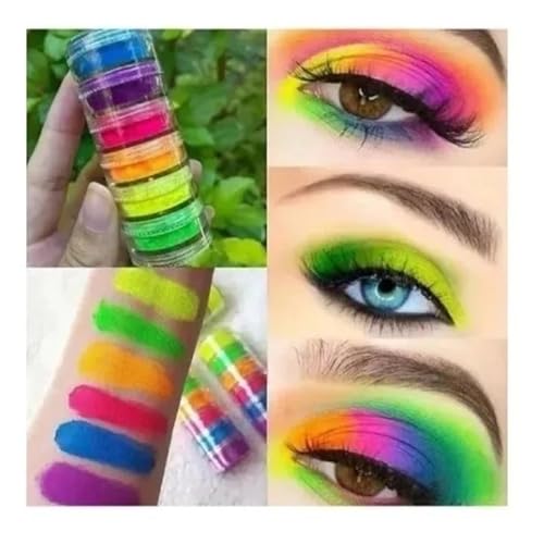 Kit com 6 Sombras Néon Brilho Vibrante para o Carnaval e Festas