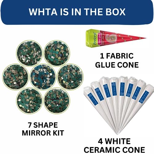 Image of Ceramic Cones & Mirror for Arts & Crafts, Lippan Art, Mandana Art, Texture, Pottery, Liner, DIY Decorative Purposes Kit for Artist, Hobbyists, Boys, Girls Above 5 Year+ (4 Cone & 7 Mirror)