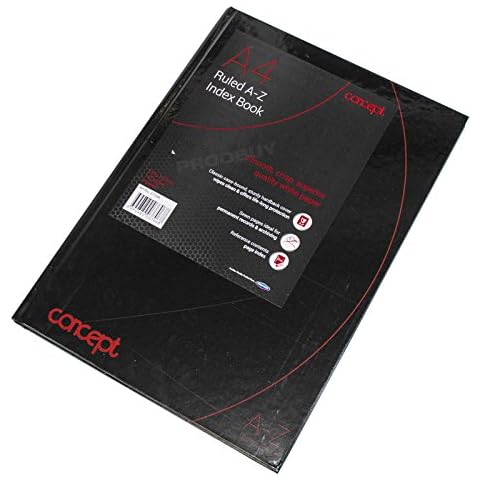 Concept A4 A-Z Tabbed Address Index Book Hardback Paper Black Notebook Organiser Cover