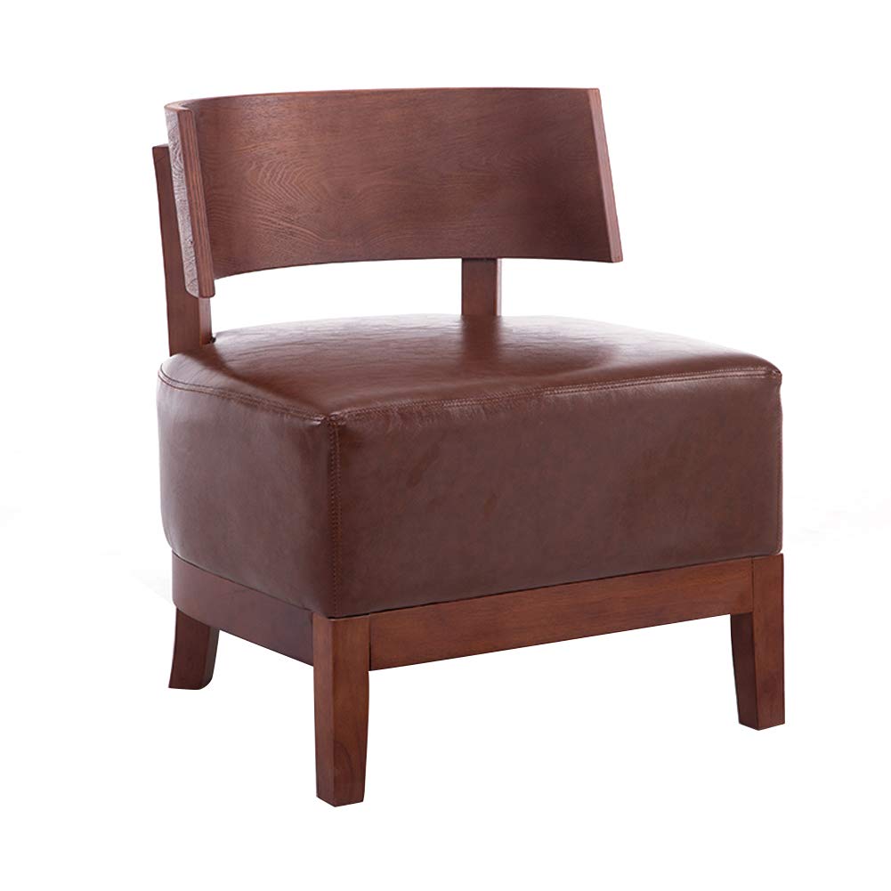 Canapé simple moderne de style nordique avec cadre en bois massif et revêtement en cuir synthétique Idéal pour les petits appartements de magasin de desserts, les chambres à coucher, le balcon, le