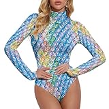 Colorful Bubble Wrap Women's Turtleneck Jumpsuit Sexy Printed Novelty Long Sleeve Bodysuit