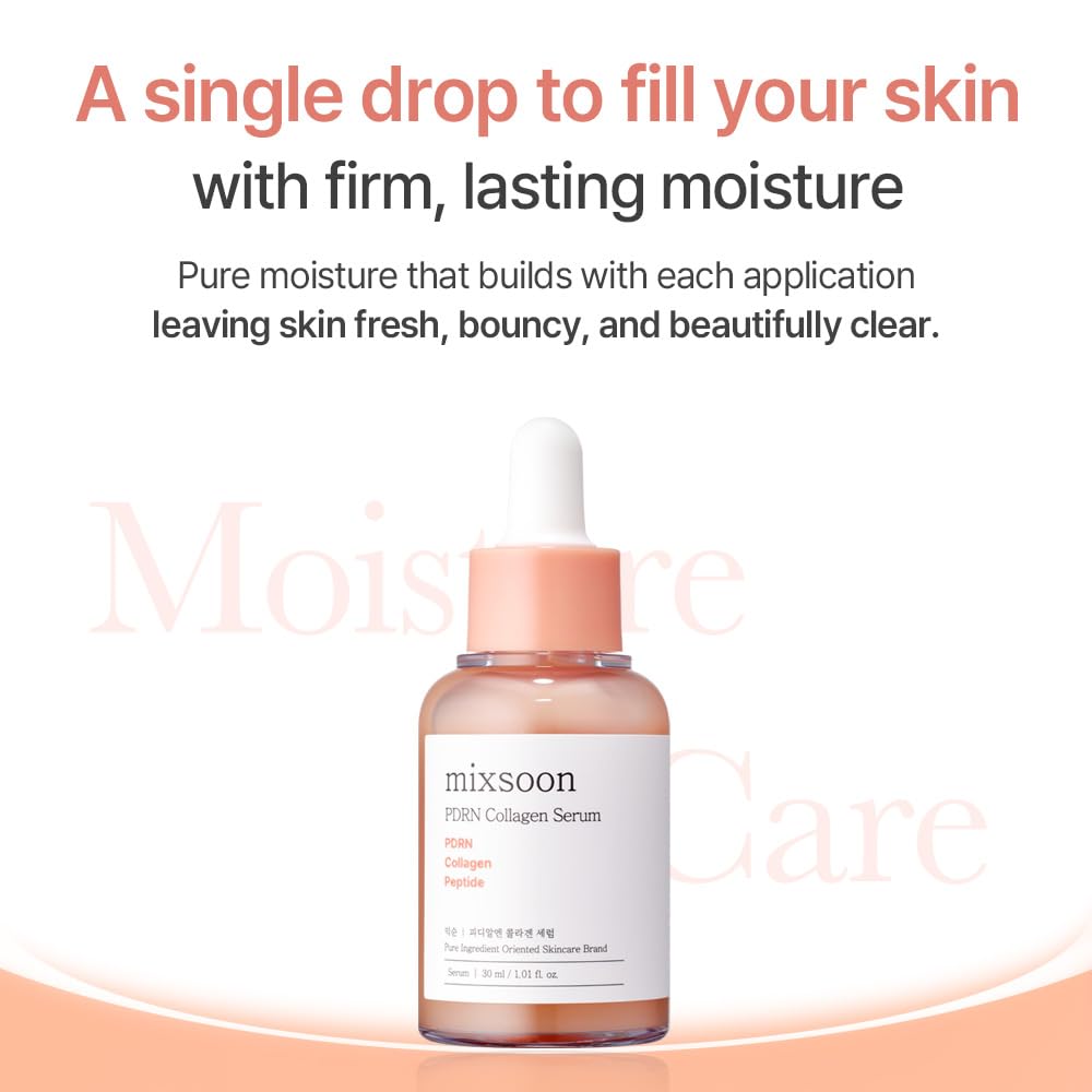 mixsoon PDRN Collagen Serum -Firming, Hydrating and Revitalizing for Face, Lightweight Peptide Hydrating Moisturizer 30ml / 1.01 fl.oz. Korean Glass Skin Care - Image 3