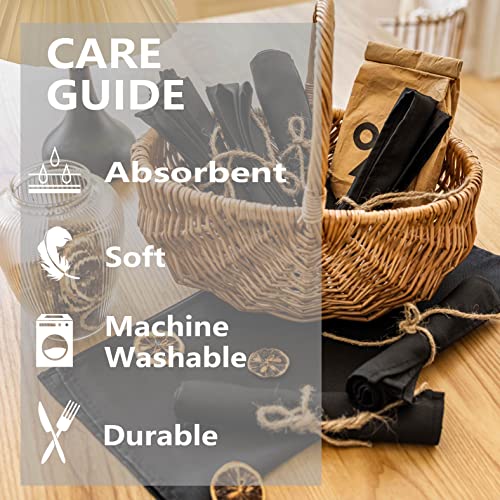 Home Brilliant Cloth Napkins Polyester Cloth Napkins 1-Dozen, Solid Washable Fabric Napkins Set Of 12, Perfect For Weddings, Parties, Holiday Dinner (17 X 17-Inch, Black) #TOP1
