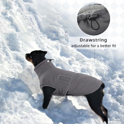 Hjumarayan Hundemantel Französische Bulldogge, Wattierend Jacke Warme Mantel Hund Geschirröffnung, Wintermantel Gefüttert für Französische Bulldogge, Mops, Westie (Grau M)