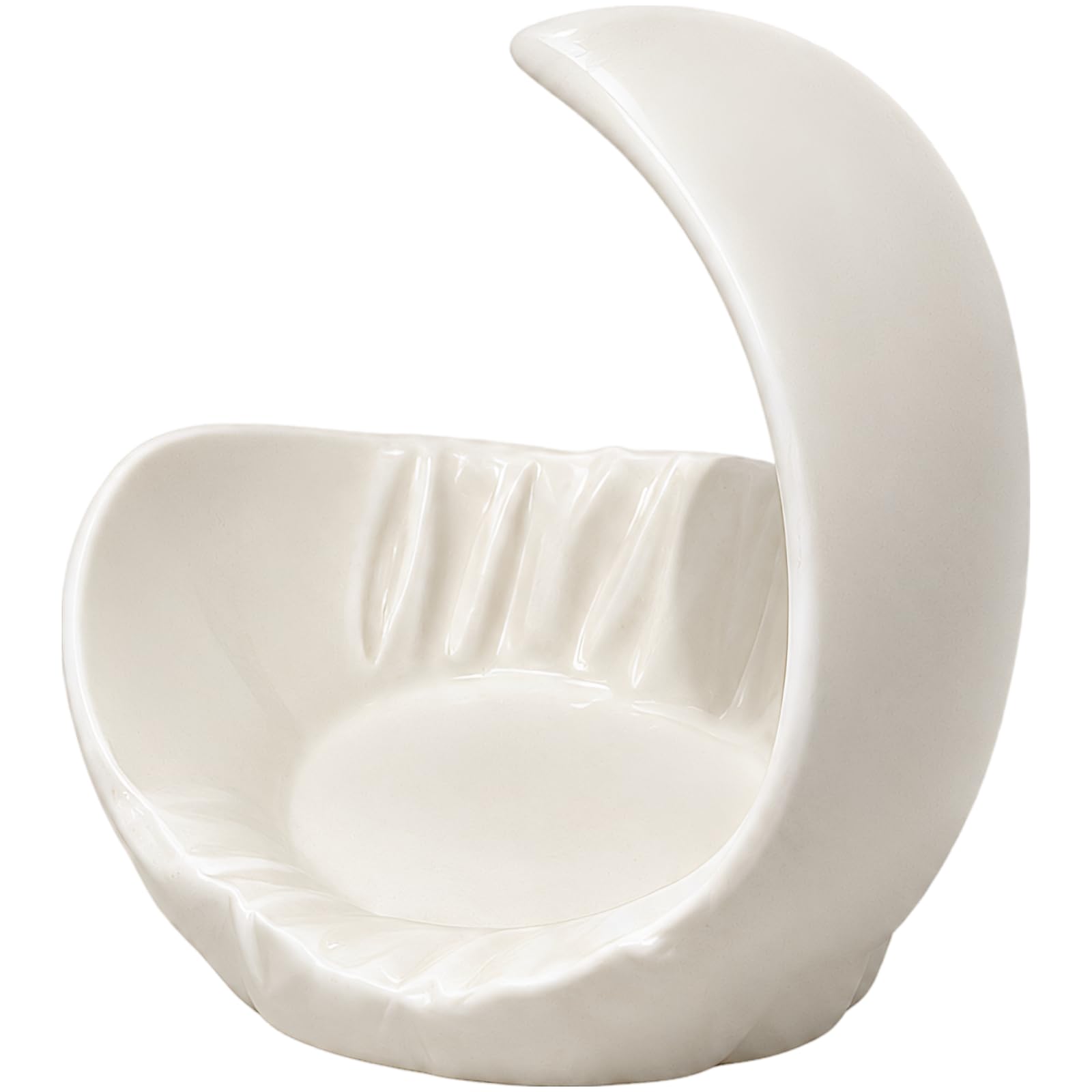 Plato para baratijas en forma de luna, soporte de joyería impreso en 3D y caja de almacenamiento para tocador, mesita de noche, entrada, escritorio de oficina, adorno para el hogar, acabado blanco