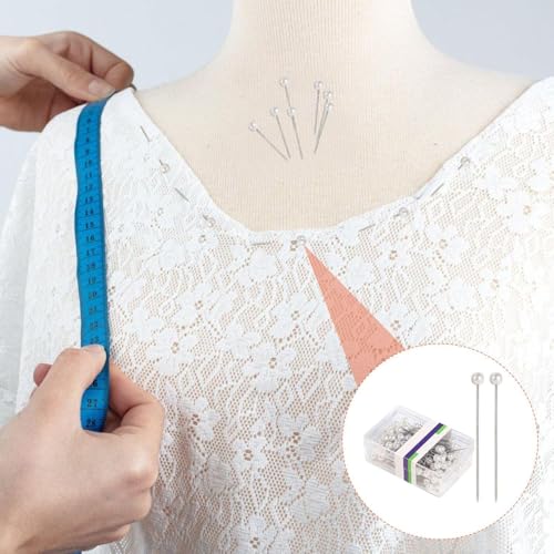 CWPFVQA 100 Stück Perlenkopfnadeln, Kugelkopf-Gerade Quiltnadeln, Kleidungspositionierungsnadeln, Kreuzstich-Rundkopfperlennadeln, Geeignet Zum Nähen, DIY-Schmuck, Dekoratives Kunsthandwerk