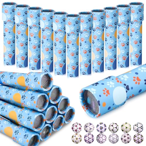 Hiboom 24 Pack Kaleidoscope for Kids Dog Paw Pattern Birthday Return Gifts Retro Educational Kaleidoscopes Toy Birthday Party Gift Bag Filler School Carnival Prize and Christmas Stocking Fillers