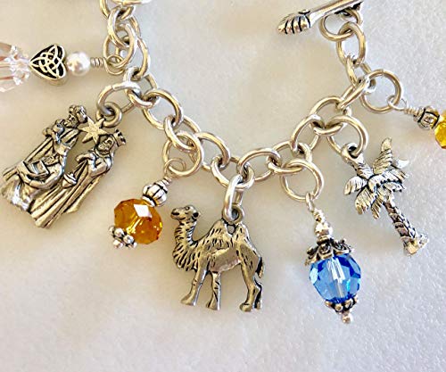 Nativity Charm Bracelet, Christmas Story Charms, Away In A Manger, Christmas Eve, Pewter Charms, Crystals And Pearls, Christian Bracelet #TOP5