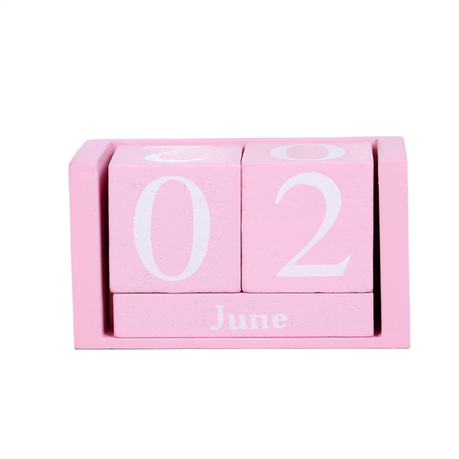 Wooden Calendar Blocks, Perpetual Wood Calendar, Farmhouse Date Display, No Batteries Required, Adjustable Date Blocks, Blue, Pink, 9.5cm/3.74 Inches, For Desk