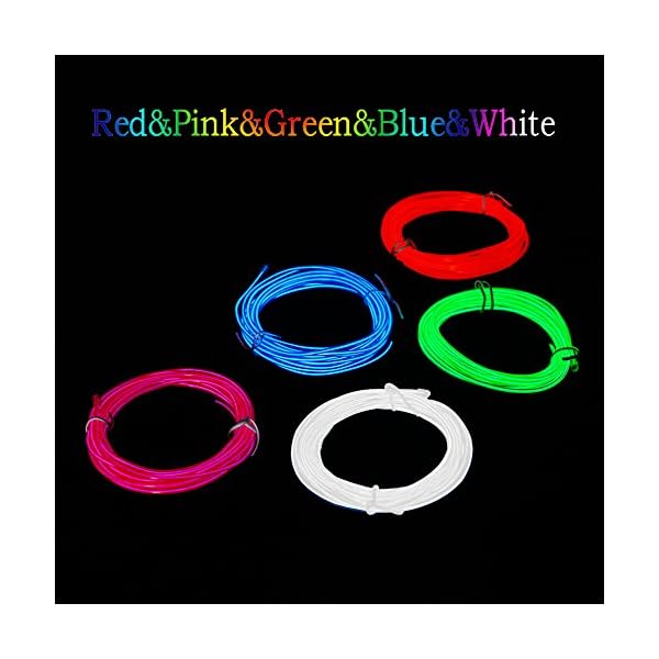 Litake EL Draht, 5x3m Neonlicht batteriebetriebene Elektrolumineszenz Draht leuchtende Strobe dekorative Licht für Xmas… – Bild 3