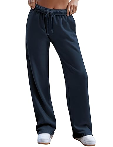HeSaYep Women's Wide Leg Sweatpants Fleece Baggy Sweatpants High Waisted