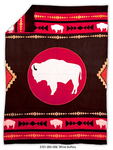 Missouri River Native American Style Fleece Blanket - White Buffalo