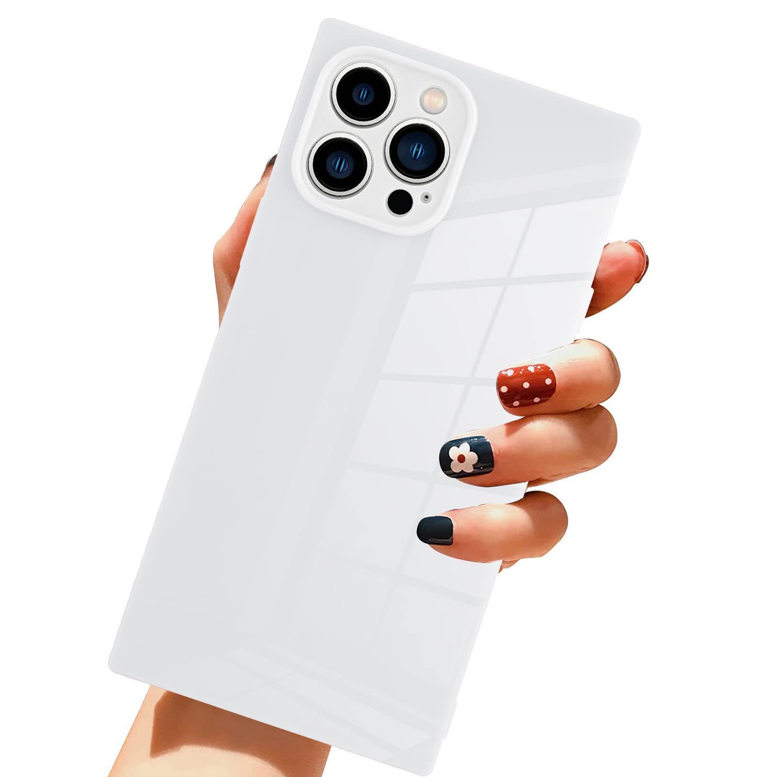 LSL for iPhone 14 Pro Case Square White Soft TPU Bumper Anti-Drop Anti-Scratch Shock Absorption Protective Wireless Slim Cover Compatible with iPhone 14 Pro 6.1 Inch for Women Girls Men