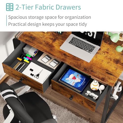 Lufeiya LFY-PD2-BROWN-31 Small Computer Desk With 2 Drawers thumb #5