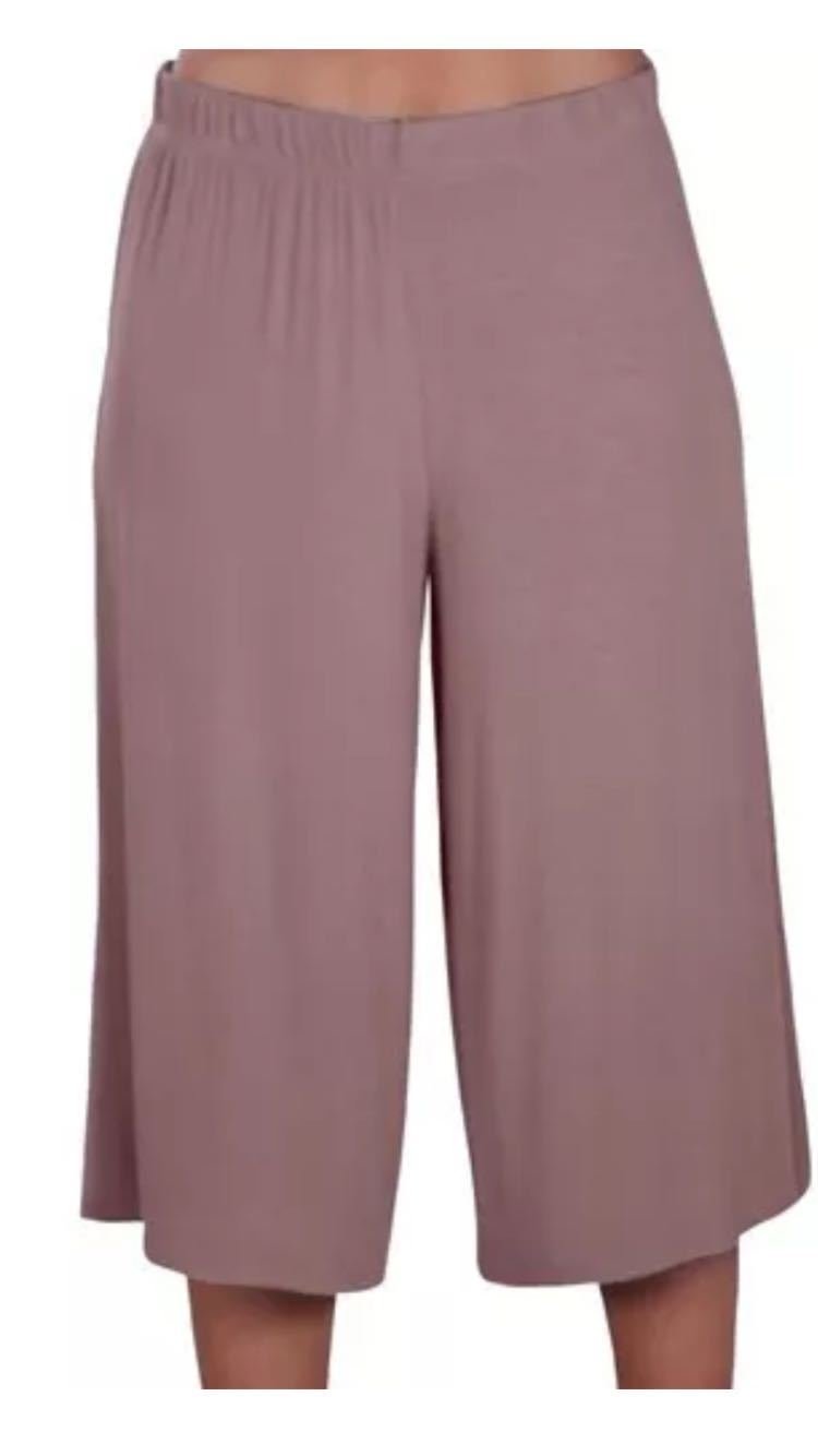 Womens Plus Size Cropped Plain Elasticated Waist Stretch Ladies Mini Culottes Shorts Mocha 24 - 26