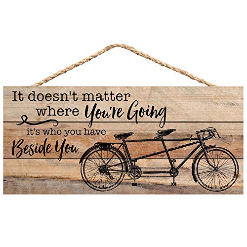 P. Graham Dunn Who You Have Beside You Tandom Bike 5 x 10 Wood Plank Design Hanging Sign Georgia 