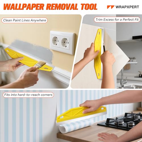 Image of WRAPXPERT Wallpaper Smoothing Tools, Wallpaper Tools for Peel and Stick, with Smoothing Brush, Smoother Squeegees, Wall Paper Kits for Adhesive Contact Paper, Backsplash Tile, Countertop Film Applying