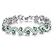 yoursfs Bracelet Vert Femme Argent plaqué Solitaires en Émeraude et Strass pour Femmes Idée Cadeau Saint Valentin Anniversaire Mariage