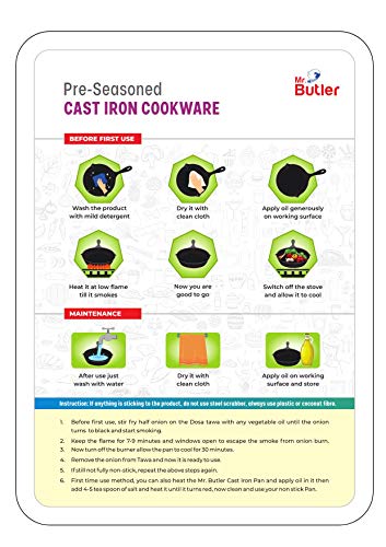 Mr. Butler Cast Iron Cookware – Kadai/Wok, Pre- Seasoned 11 Inch, Black 6 Gallery Image