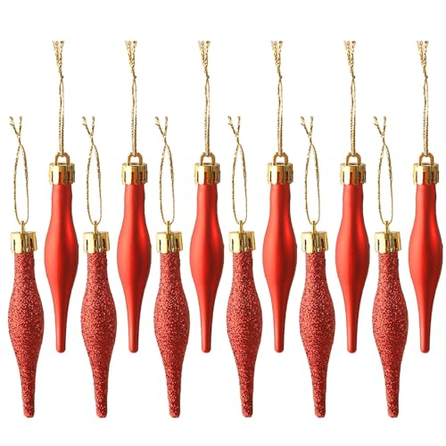 HERZWILD 16pcs weihnachtsbaumschmuck Glitter eiszapfen eistropfen 9cm...