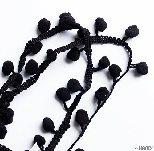 Pomb01 mini pom pom frange noir 23 mm ruban de 13 metres pour mercerie