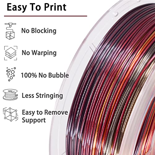 Image of 3D Printer Filament, Silk Gold Shiny Red Black PLA, 1.75mm + /- 0.02mm, 1kg /2.2lbs