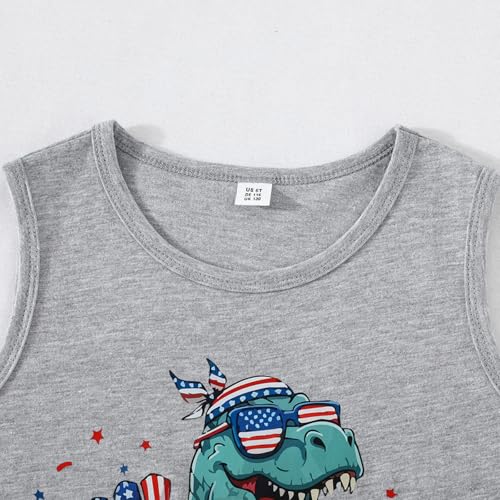 Image of Toddler Boys 4th of July Tank Cotton Kids American Flag Shirts Patriotic Sleeveless Tees Top 2-7 Years