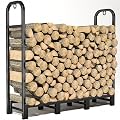 GREENER 4x4 Outdoor Firewood Rack - Adjustable Heavy Duty Wood Rack Fire Wood Holder for Firewood Outdoor Metal Wood Rck Log Holder for Indoor Fireplace Wood Stand Stacker Fire Wood Organizer, Black