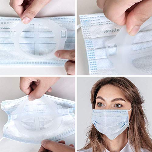Face Mask Bracket (10Pcs) 3D Mask Bracket - Silicone Mask Bracket More Space for Comfortable Breathing Protect Lipstick Washable Reusable (Large) - Thumbnail 4