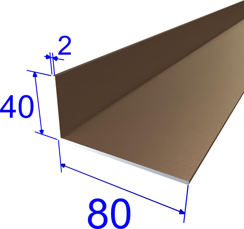 FaiX3.it - Perfil angular en L 80x40x2 mm de aluminio, lacado bronce oscuro 318, longitud 2500 mm