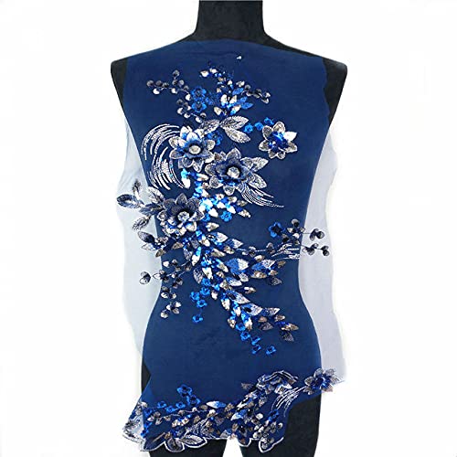 FREEBLOSS 3D Perlenstickerei Applikationen - 2 Stück Blumen Pailletten Aufnäher Für Kleidung