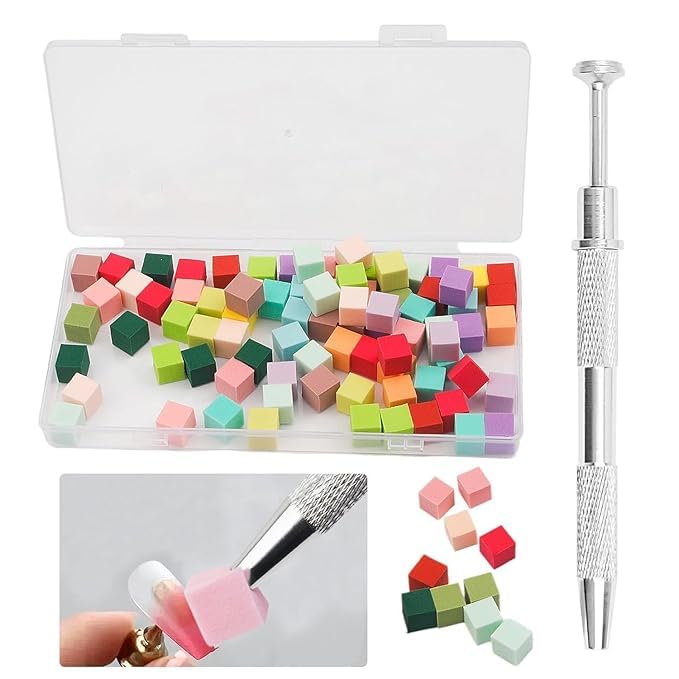 BANIRA 100Pcs Nail Art Kit For Women, Nail Kit, Nail Art Set, Nail Sponge Metal Grabber With Mini Replaceable Nail Sponges Blocks For Ombre Nail Art, Stamping Tools Nail Art Tools Nail(1Grabber,100Sponges)-image-46