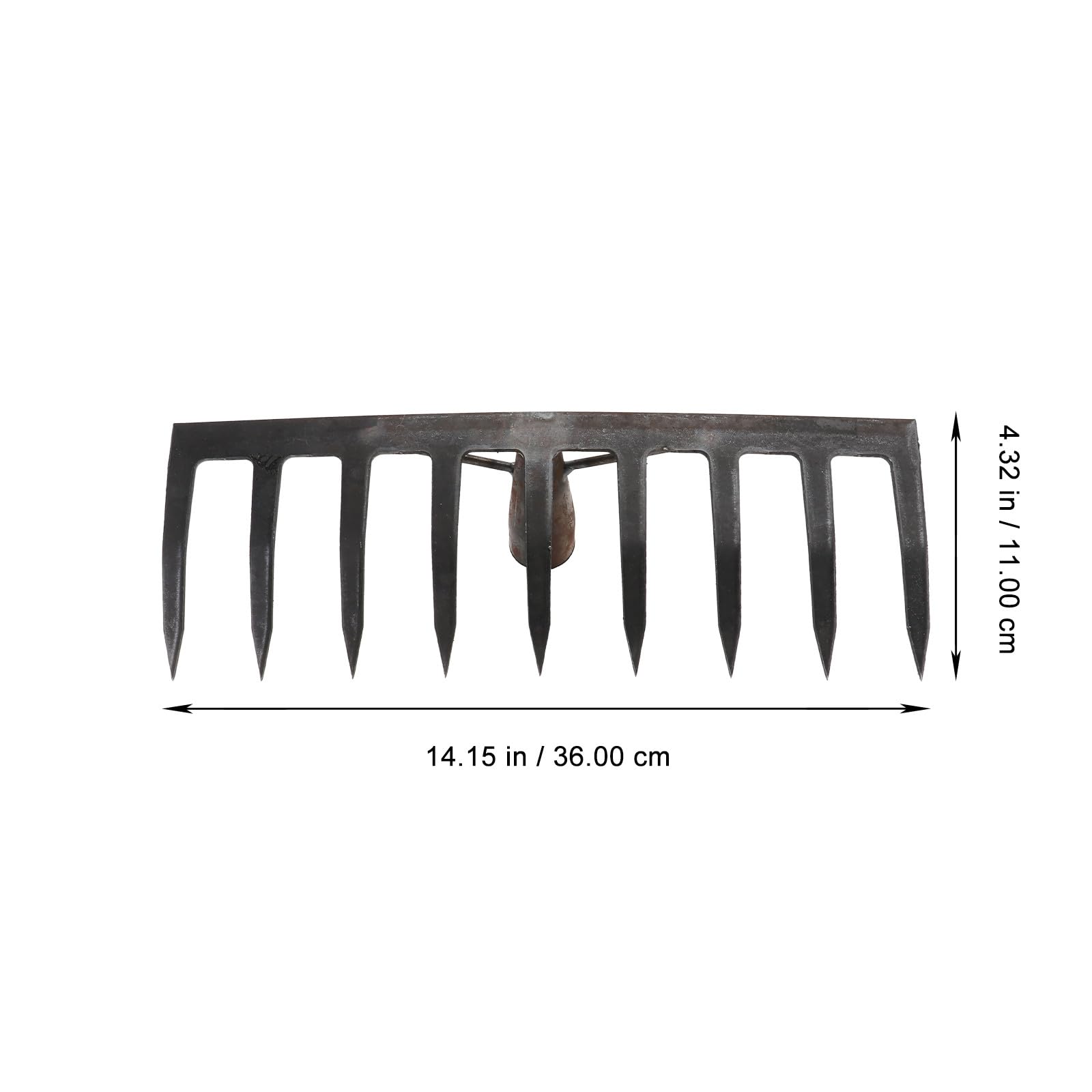 Râteau de jardin robuste à 6 dents en métal pour le déchaumage et le nivellement du sol, conception renforcée à double couche, râteau à main multifonctionnel pour le nettoyage et le désherbage du ja