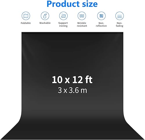 Vista 2 de Neewer - Fondo 3 x 3.6 m Negro